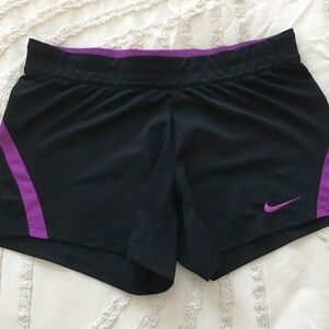 Nike Women's Black and Purple Athletic Shorts